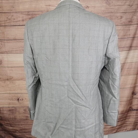 Pronto Uomo Platinum Sport Coat Mens 42R Gray Silk Wool Windowpane Blazer - Picture 5 of 13